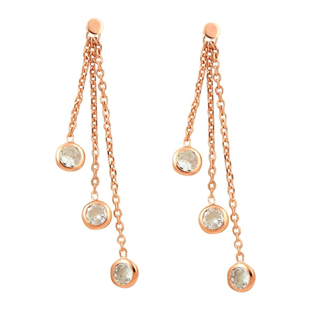 Gümüş rose zirkon taşlı sallamalı küpe SGTL1660