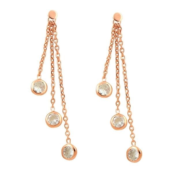 Gümüş rose zirkon taşlı sallamalı küpe SGTL1660