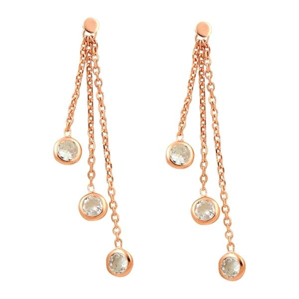 Gümüş rose zirkon taşlı sallamalı küpe SGTL1660