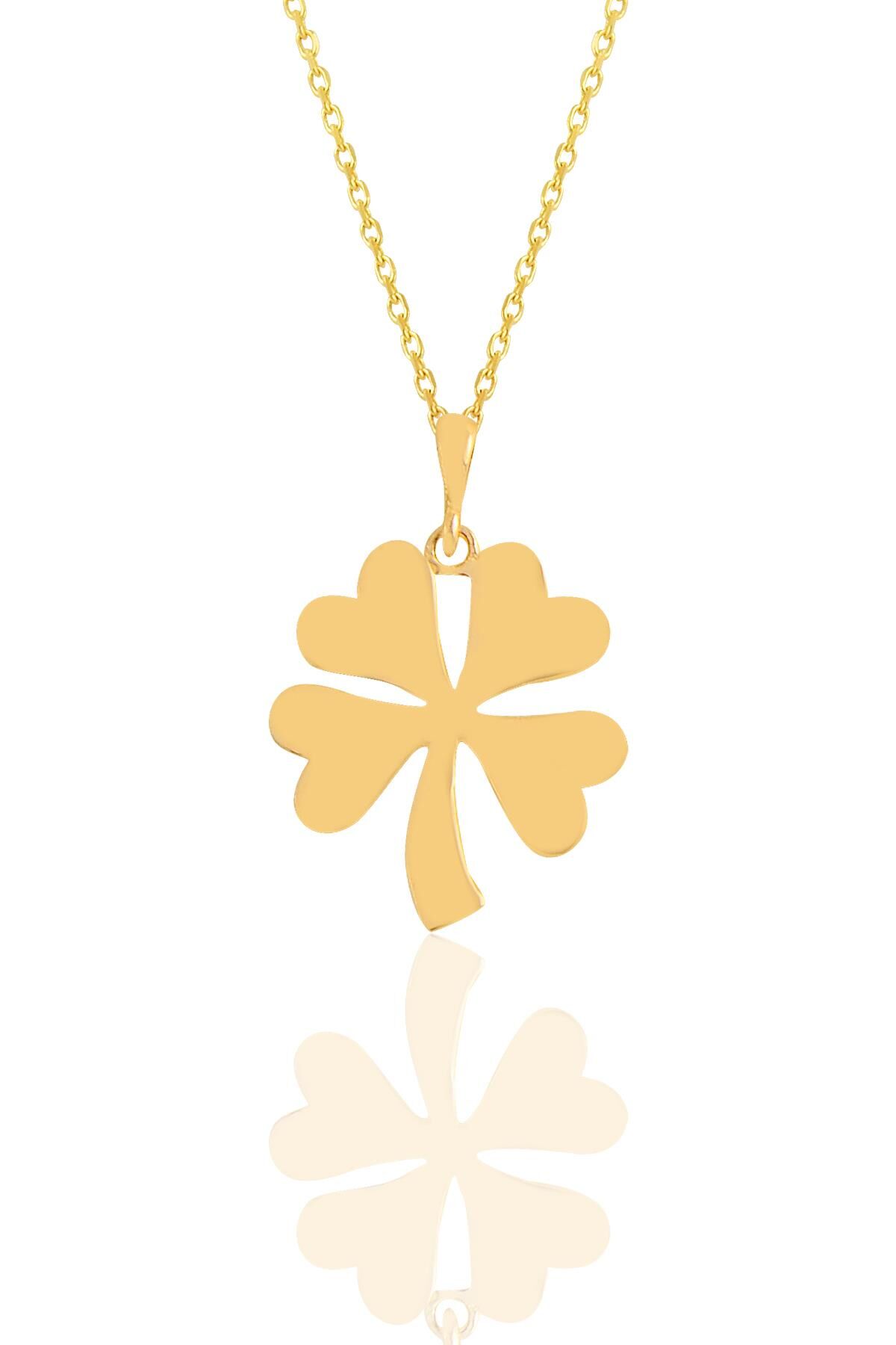 Gümüş altın yaldızlı dört yapraklı yonca kolye SGTL11109GOLD