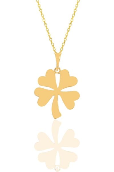 Gümüş altın yaldızlı dört yapraklı yonca kolye SGTL11109GOLD