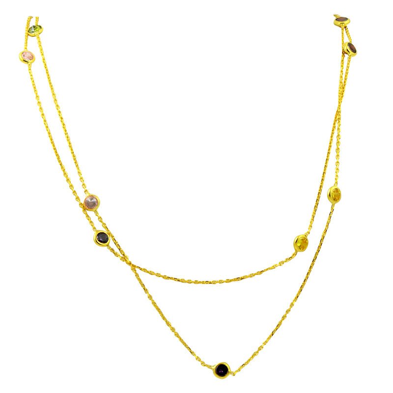 gümüş yaldızlı renklı zirkon taşlı  kolye SGTL1666