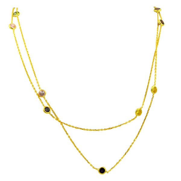 gümüş yaldızlı renklı zirkon taşlı  kolye SGTL1666