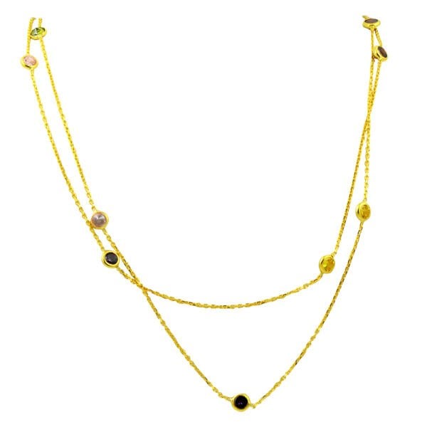 gümüş yaldızlı renklı zirkon taşlı  kolye SGTL1666