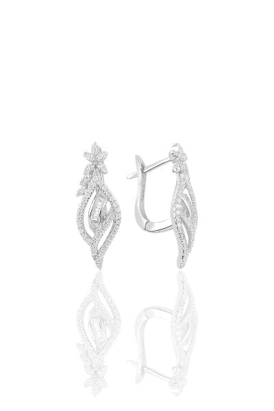 Gümüş rodyumlu  pırlanta modeli beyaz altın görünümlü kolye küpe ve yüzük seti SGTL10947