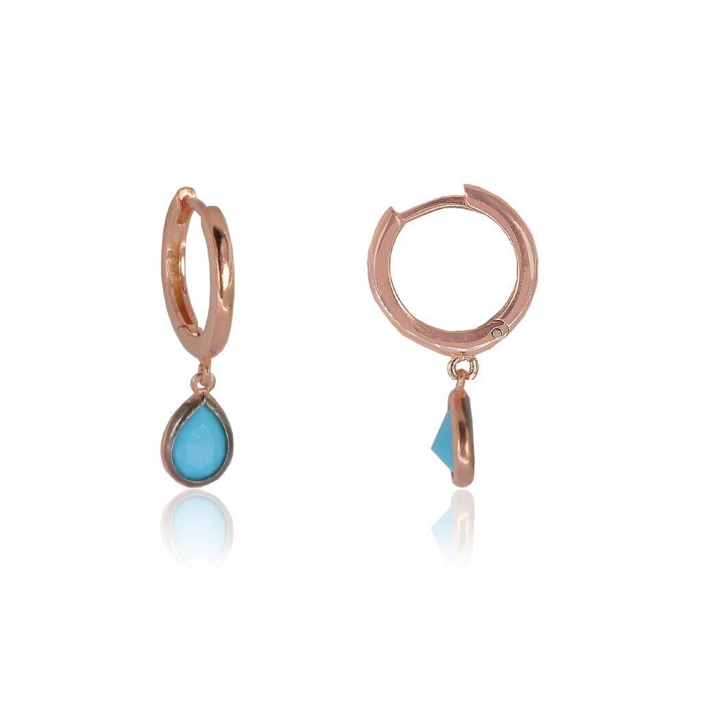 turkuaz taşlı damla küpe SGTL4644