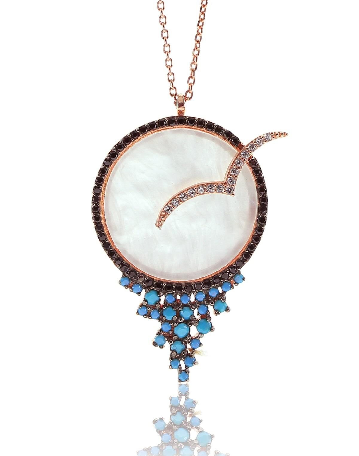 Sedef taşlı martı ve gökyüzü kolye SGTL8100