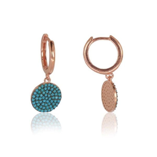 turkuaz taşlı yuvarlak küpe SGTL4647