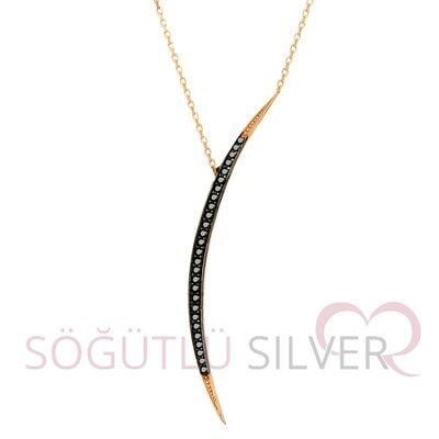 siyah taşlı ay kolye SGTL2508