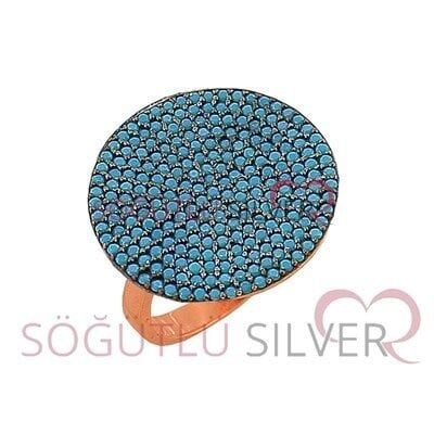 turkuaz (firuze) taşlı rose üçlü set SGTL2426