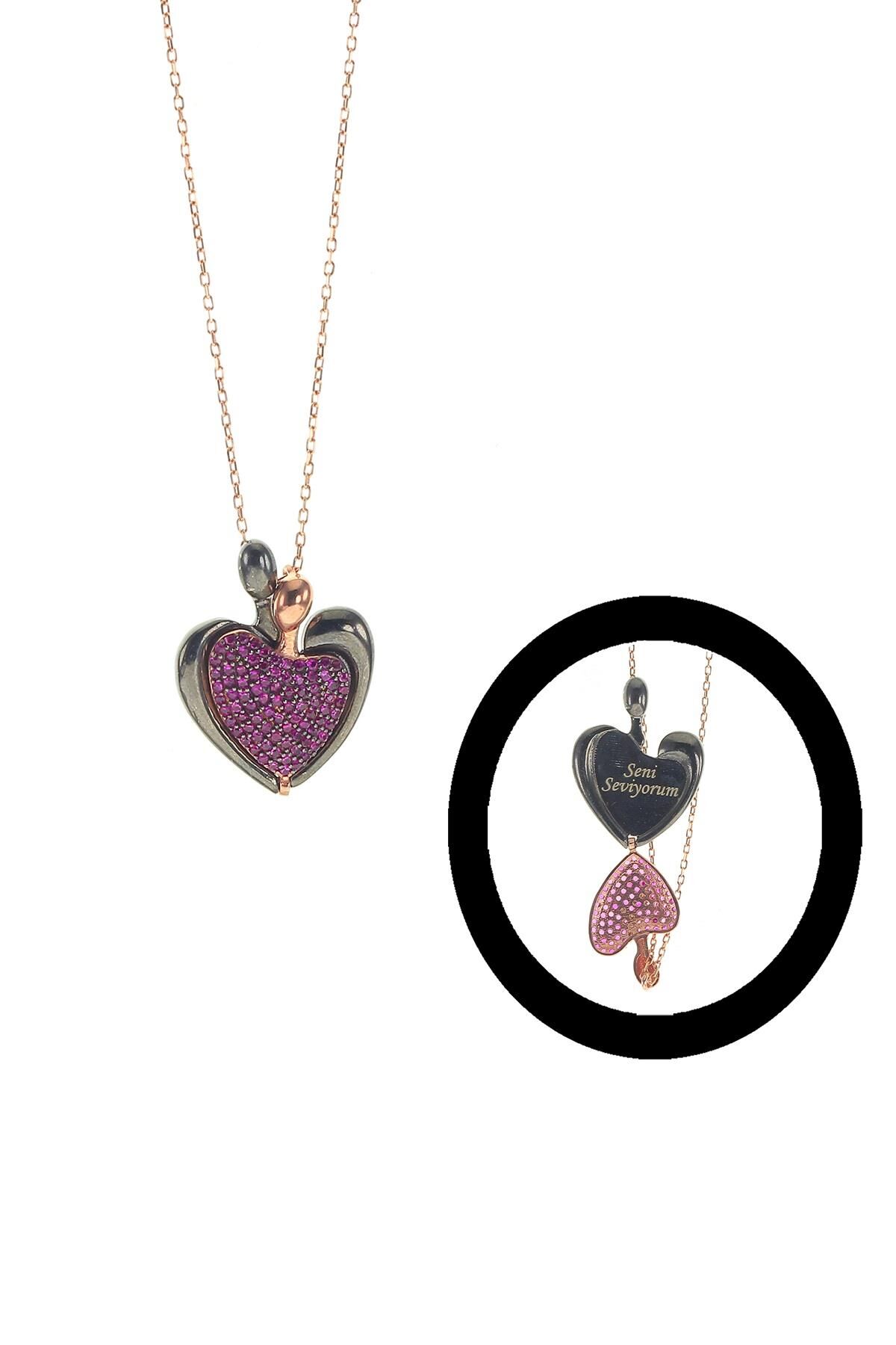 Gümüş birleşik kalpler kolyesi SGTL8758