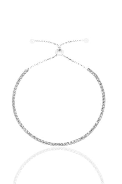 Gümüş rodyumlu zirkon taşlı pırlanta montürlü su yolu asansörlü  bileklik SGTL12731RODAJ