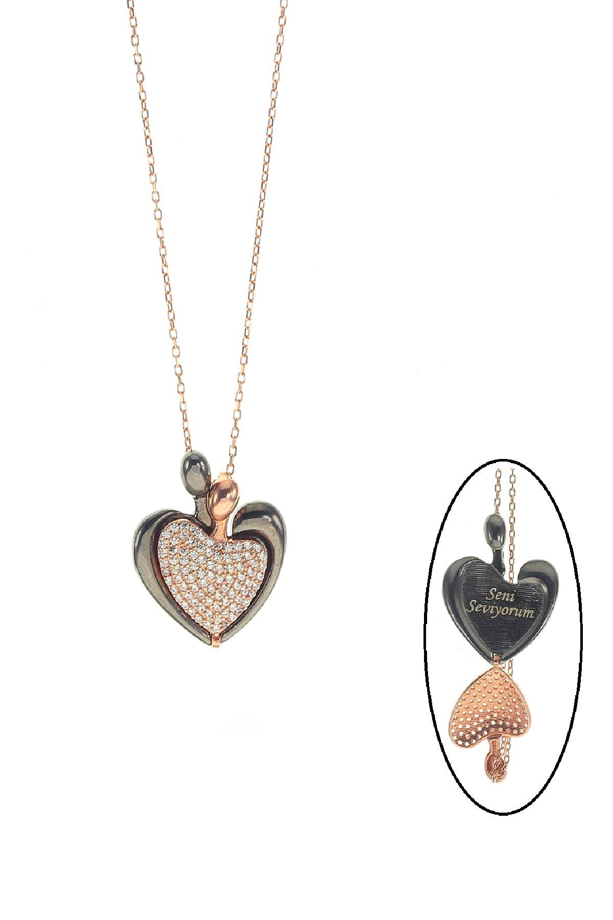 Gümüş birleşik kalpler kolyesi SGTL8759