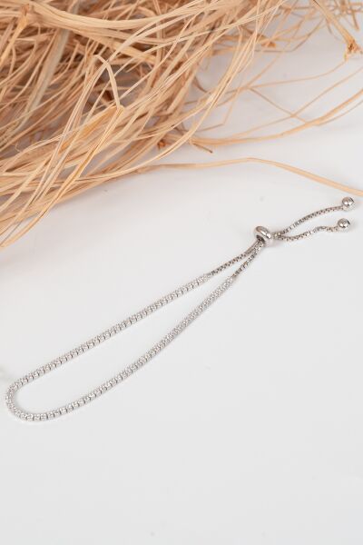 Gümüş rodyumlu zirkon taşlı pırlanta montürlü su yolu asansörlü  bileklik SGTL12731RODAJ