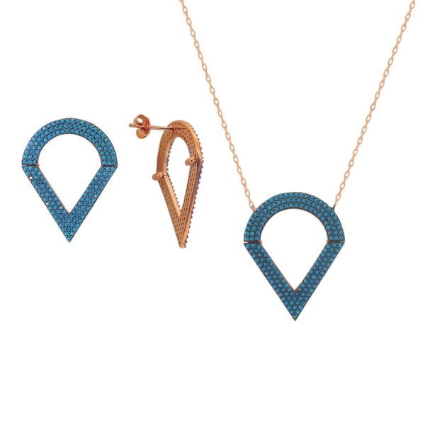 turkuaz taşlı ikili set SGTL3289