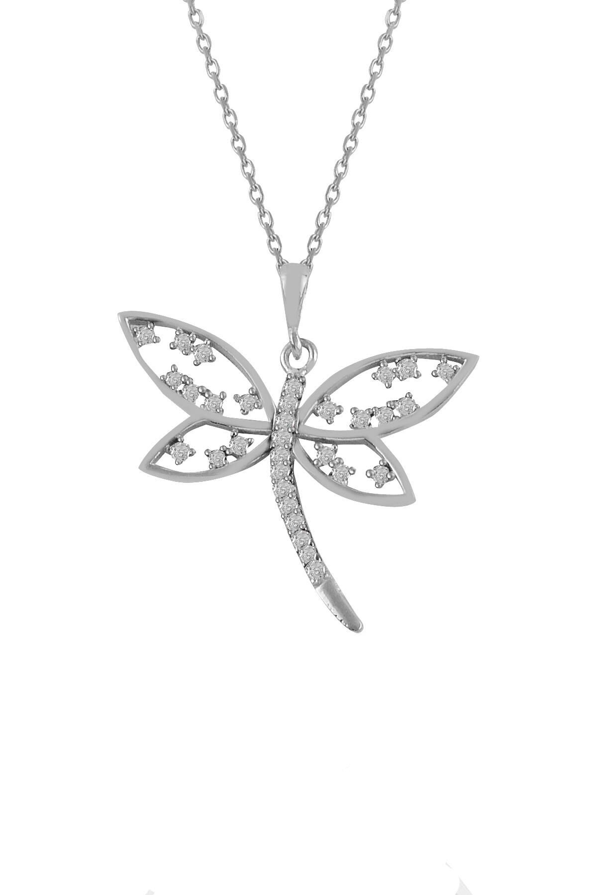 Gümüş rodyumlu zirkon taşlı yusufçuk kolye SGTL11105RODAJ