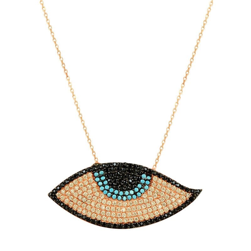 nano turkuaz taşlı göz modeli nazar kolye SGTL2509