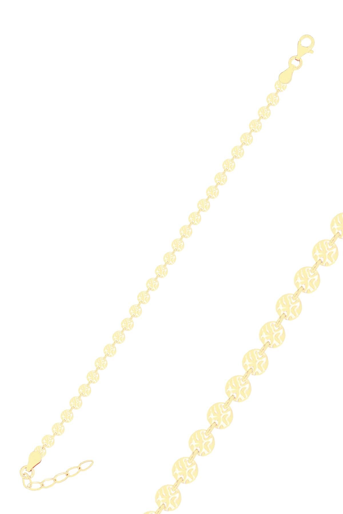 Gümüş altın yaldızlı dövme modeli pullu bileklik SGTL10514GOLD