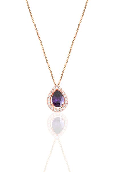 Gümüş rose ametis taşlı damla modeli üçlü set SGTL11512MOR