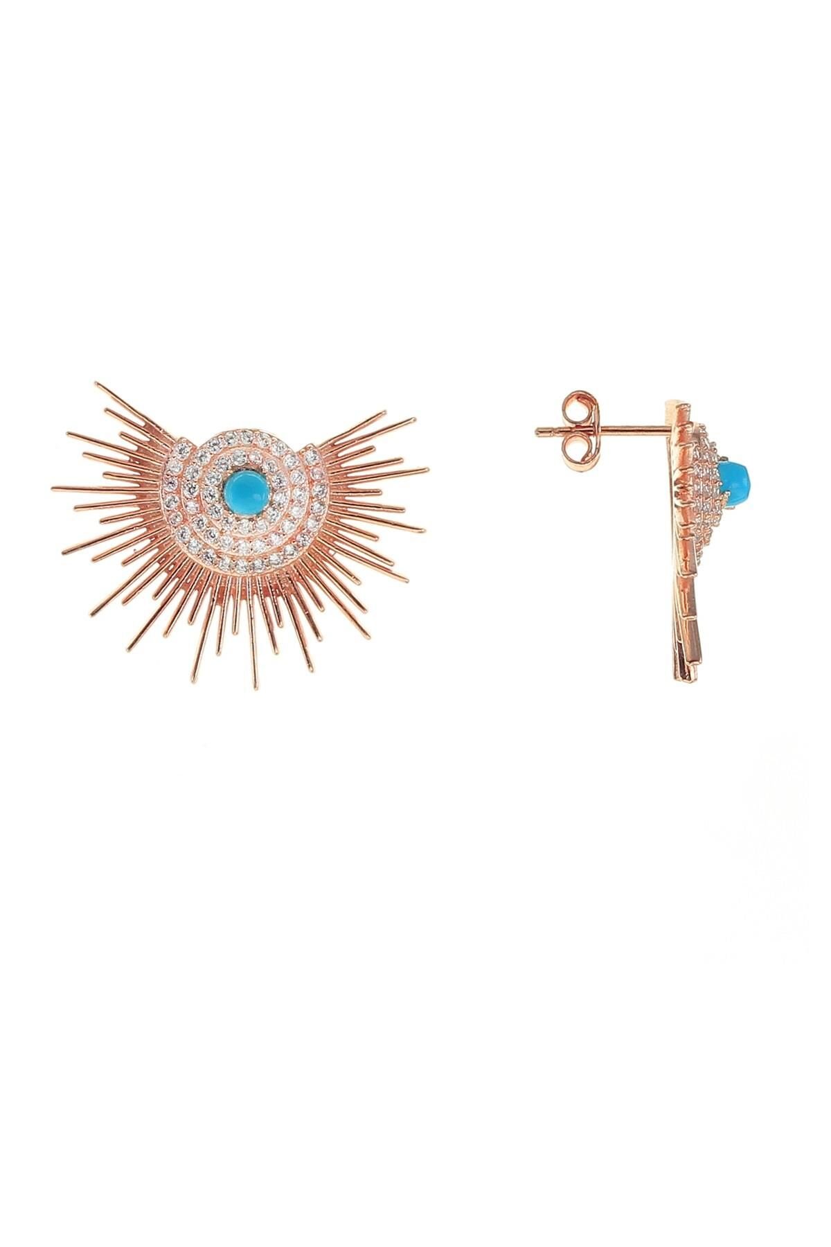 Gümüş turkuaz taşlı güneş küpe SGTL8721