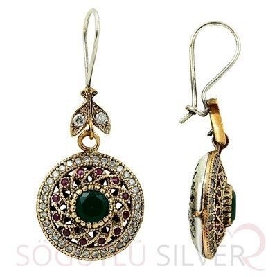 kök zümrüt ve zirkon taşlı küpe küpe8548