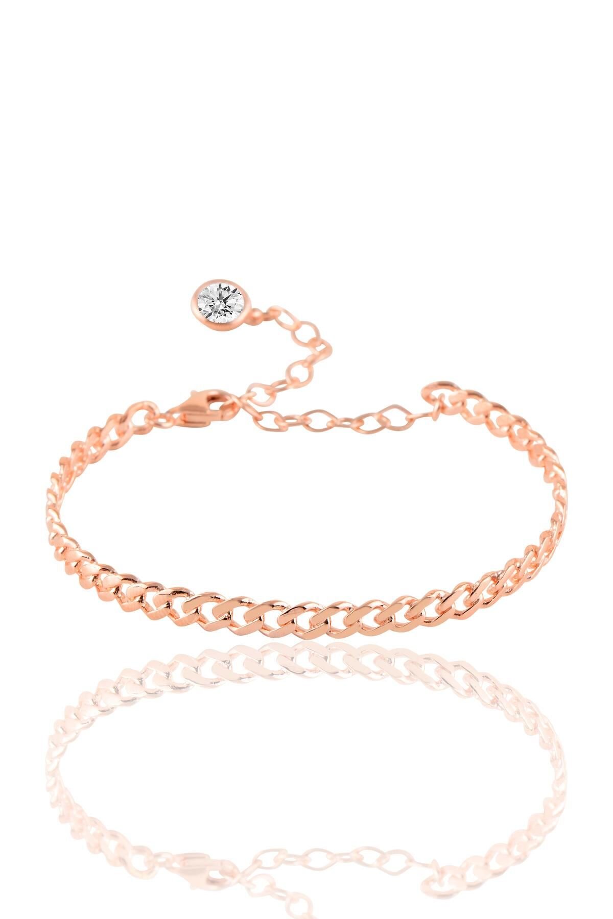 Gümüş zincir modeli rose bilezik SGTL10026ROSE