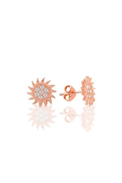 Gümüş rose zirkon taşlı yeni güneş küpe SGTL11102ROSE