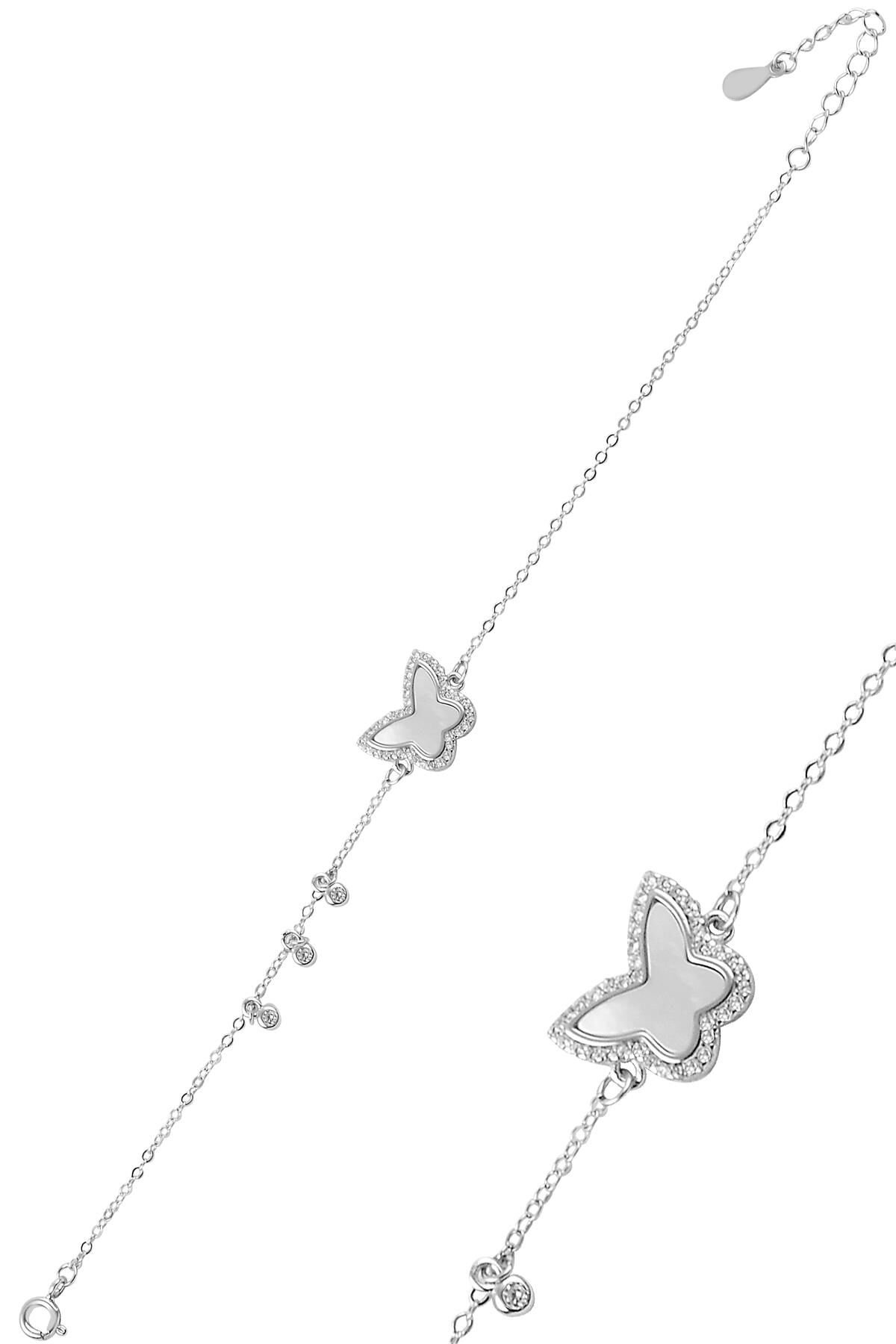 Gümüş  sedef ve zirkon taşlı bileklik SGTL10028RODAJ