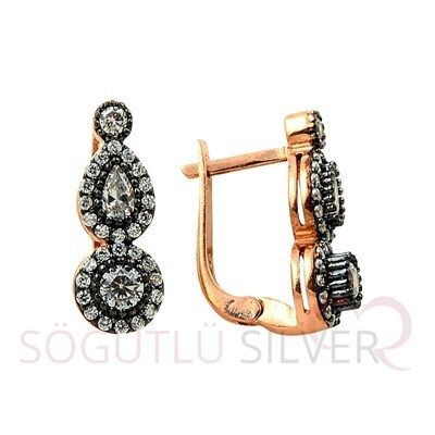 tria damla rose elmas montürlü küpe küpe8544