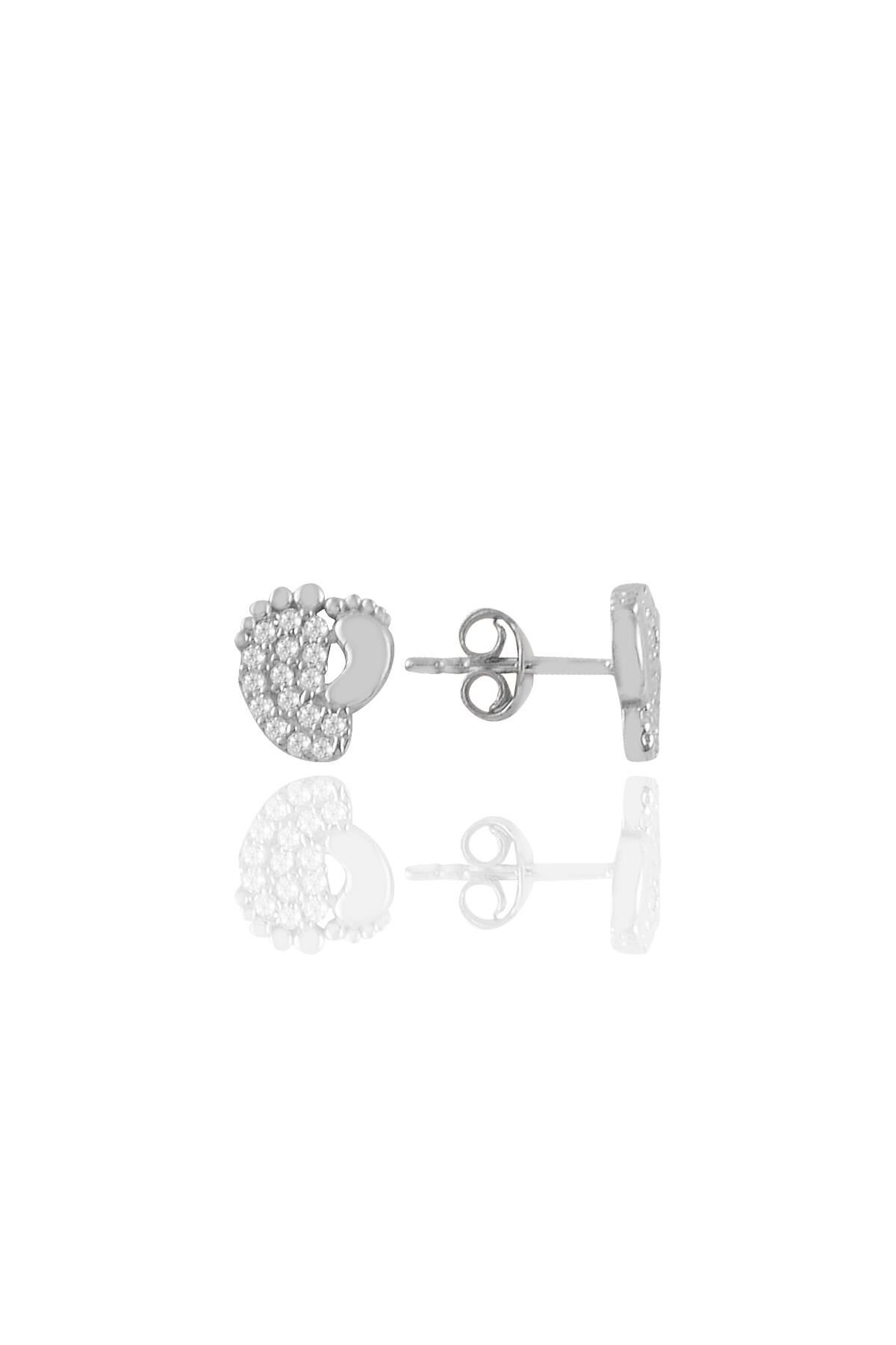 Gümüş rose zirkon taşlı ilk adım küpe SGTL11100RODAJ
