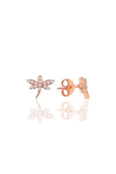 Gümüş rose zirkon taşlı yusufçuk küpe SGTL11099ROSE