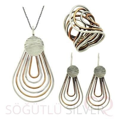 otantik modern oval halkalı üçü set set8372