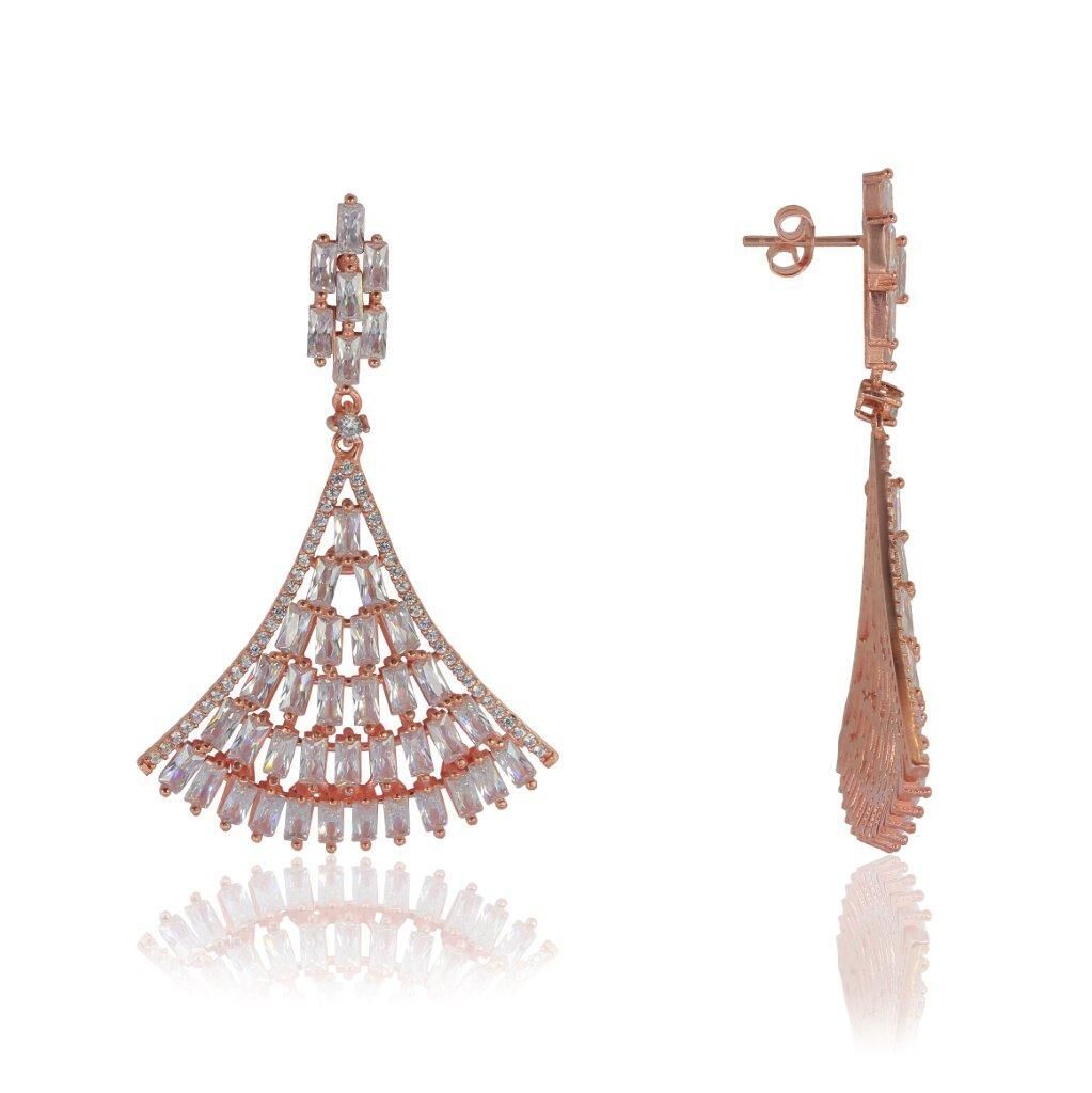 baget taşlı yeni tasarım yelpaze küpe SGTL4661