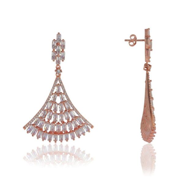 baget taşlı yeni tasarım yelpaze küpe SGTL4661