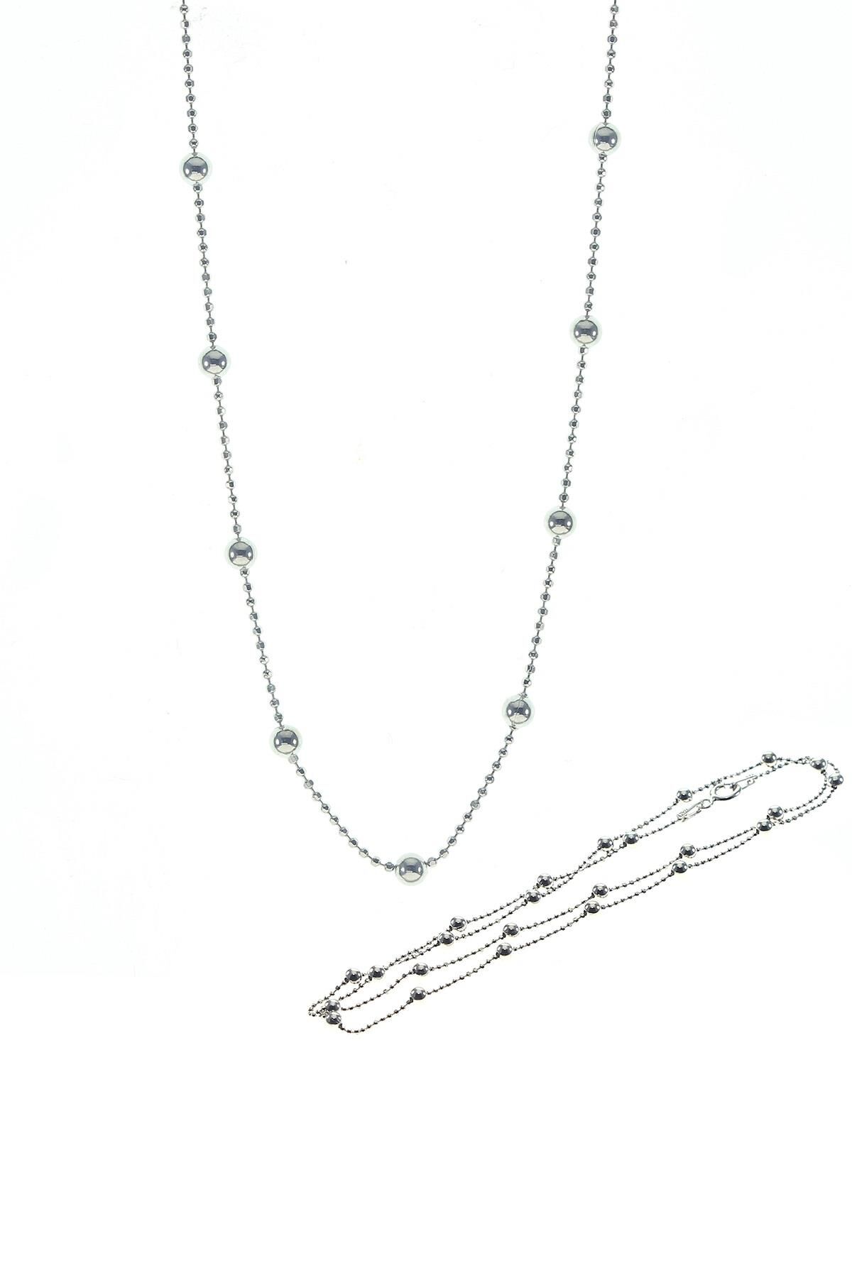 Gümüş 60 cm rodyumlu hepsi top top zincir SGTL8734