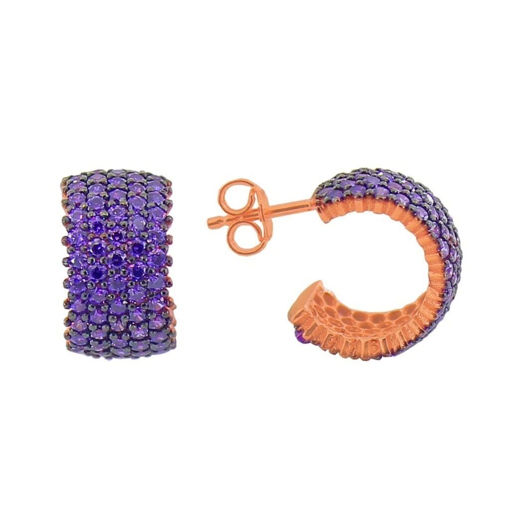 tamtur beş sıralı amatis taşlı küpe SGTL2957