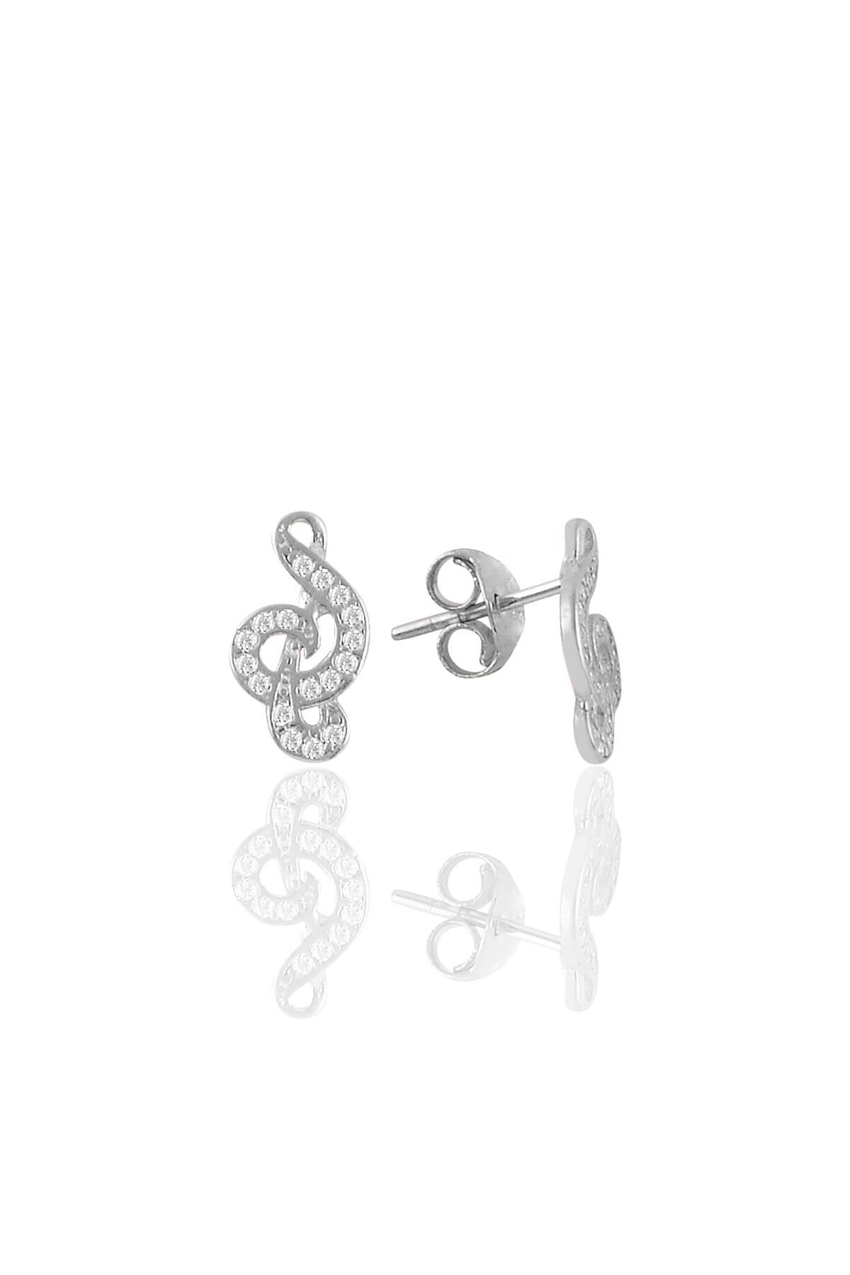 Gümüş rodyumlu zirkon taşlı sol anahtar küpe SGTL11096RODAJ