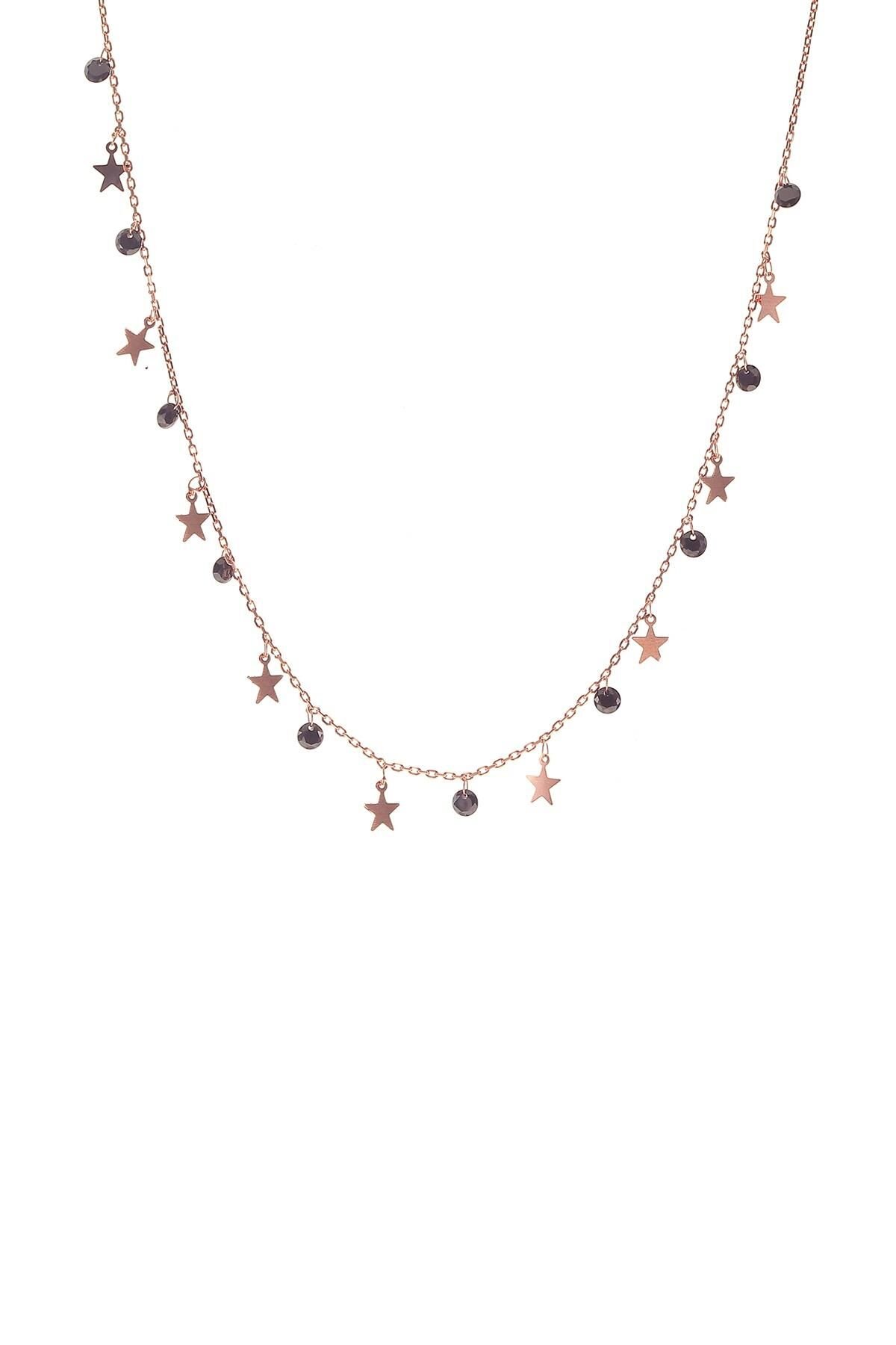 Gümüş yıldızlı ve onix taşlı kolye SGTL8744