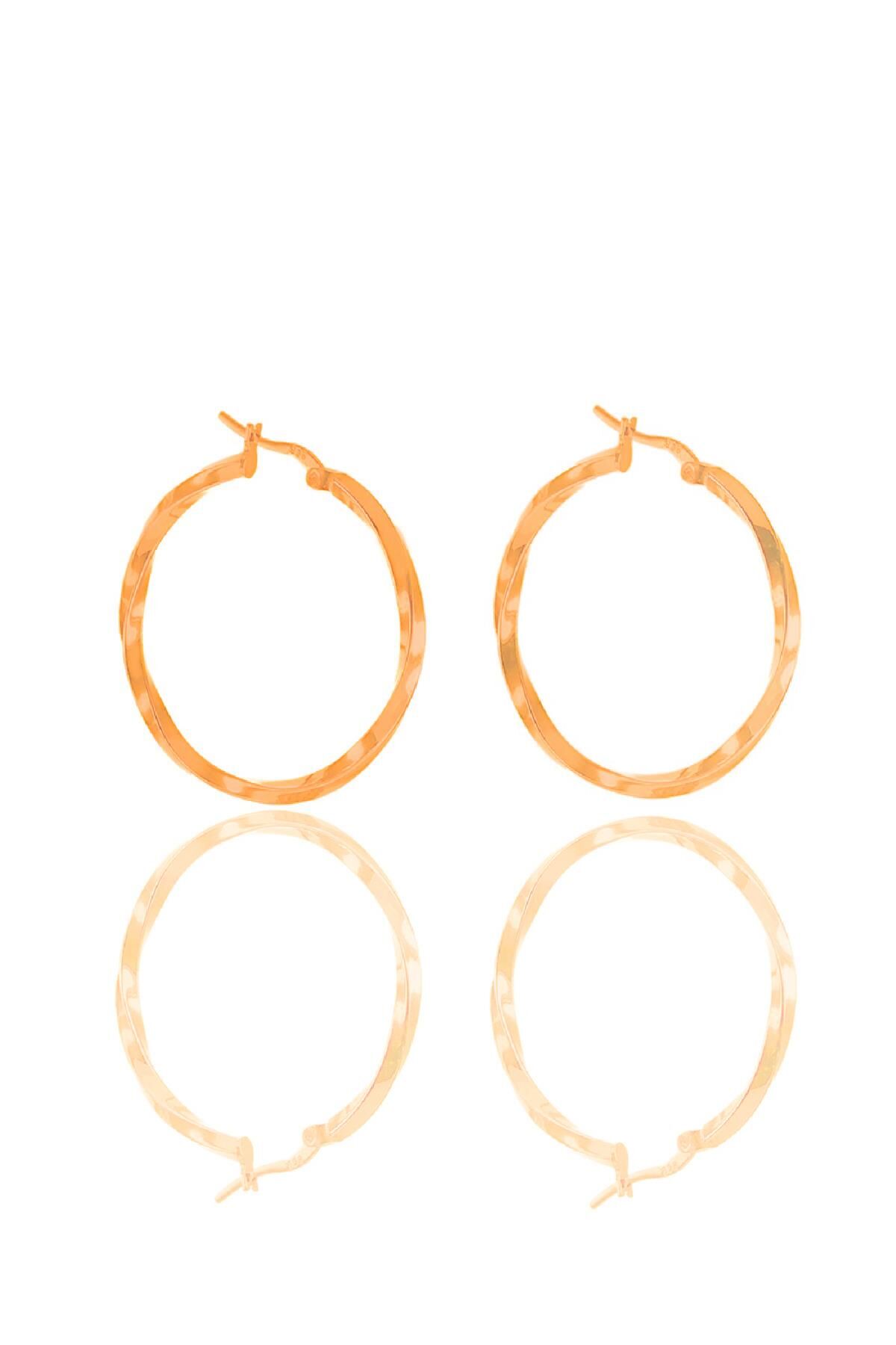 Gümüş rose 36 mm burgu halka küpe SGTL11551ROSE