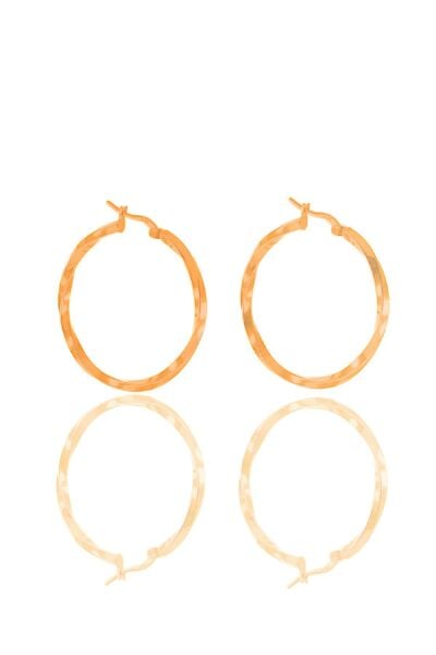 Gümüş rose 36 mm burgu halka küpe SGTL11551ROSE