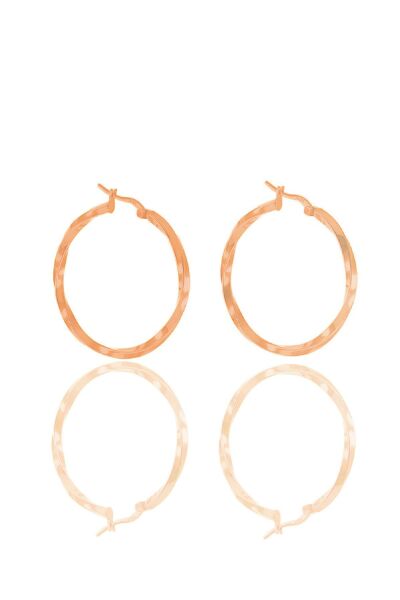 Gümüş rose 36 mm burgu halka küpe SGTL11551ROSE