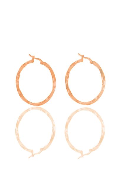 Gümüş rose 36 mm burgu halka küpe SGTL11551ROSE