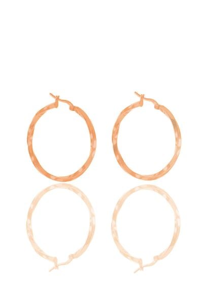 Gümüş rose 36 mm burgu halka küpe SGTL11551ROSE