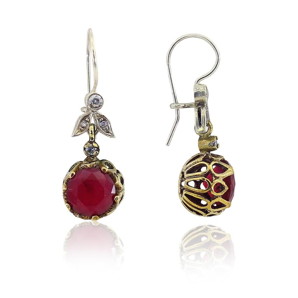 kök yakut taşlı otantik küpe SGTL3256