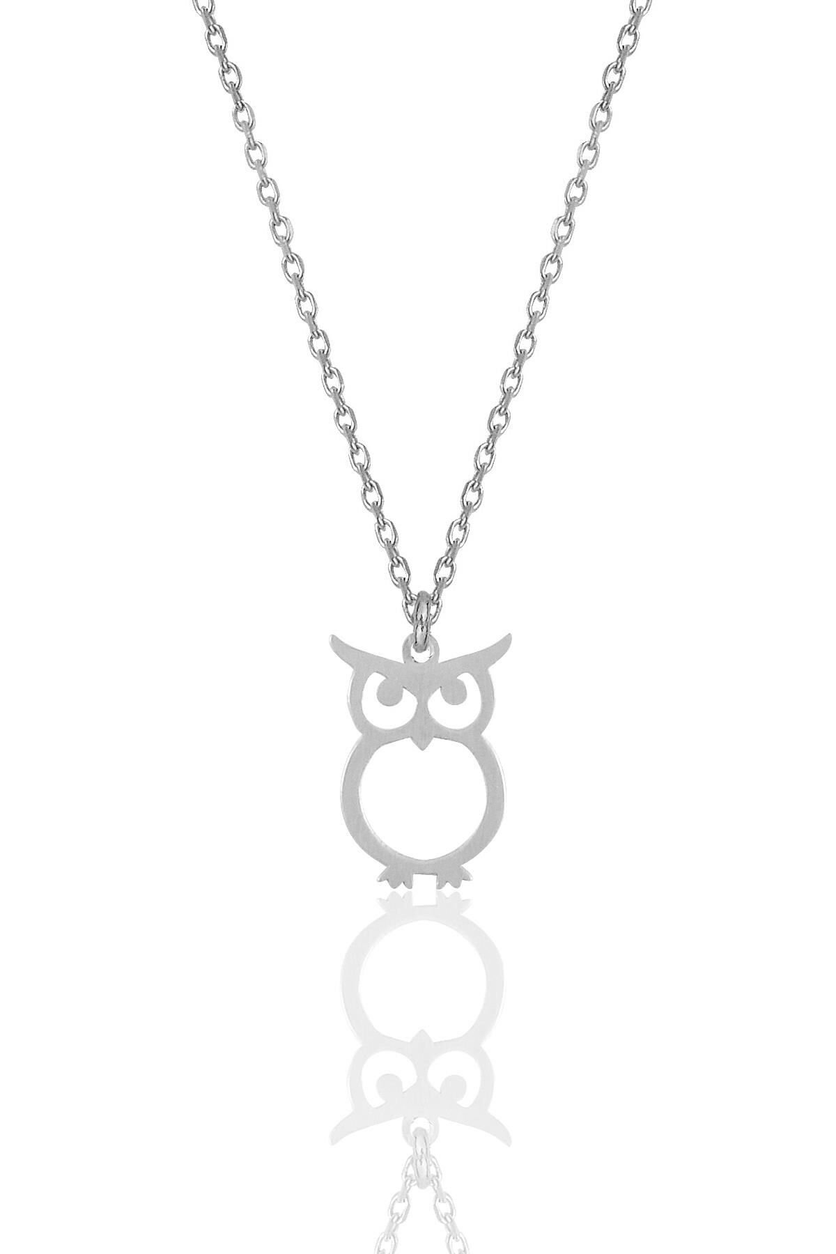 Gümüş rodyumlu baykuş kolye SGTL12011RODAJ