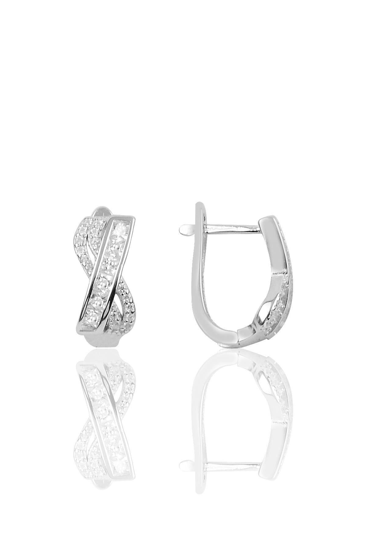 Gümüş baget taşlı  küpe SGTL8696