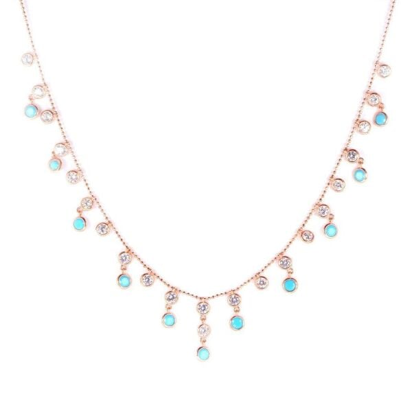 turkuaz taşlı yağmur kolye SGTL4673