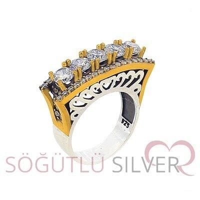 otantik beş taşlı yüzük SGTL2986