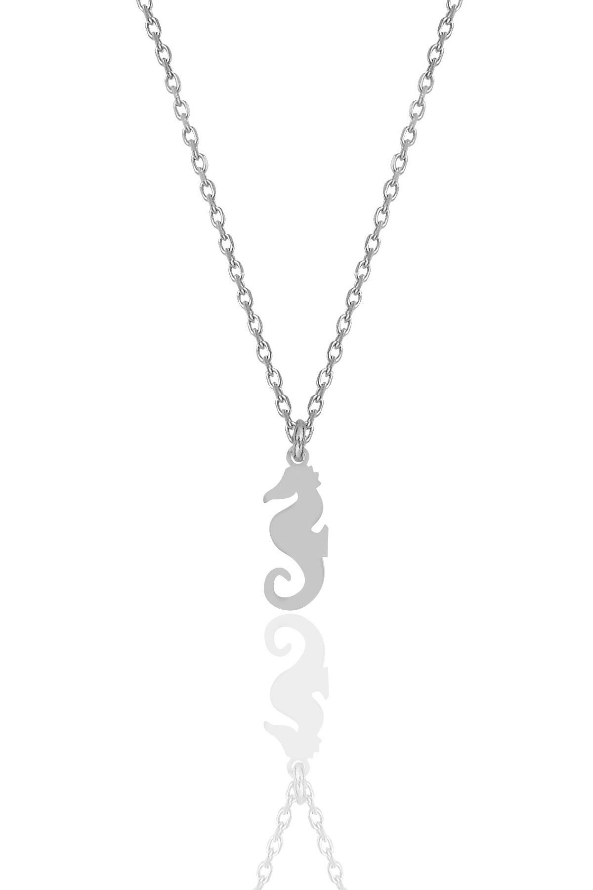 Gümüş rodyumlu deniz atı kolye SGTL12006RODAJ