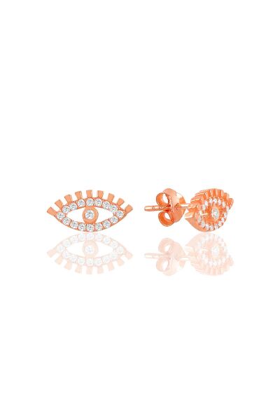 Gümüş rose zirkon taşlı eye göz küpe SGTL11091ROSE